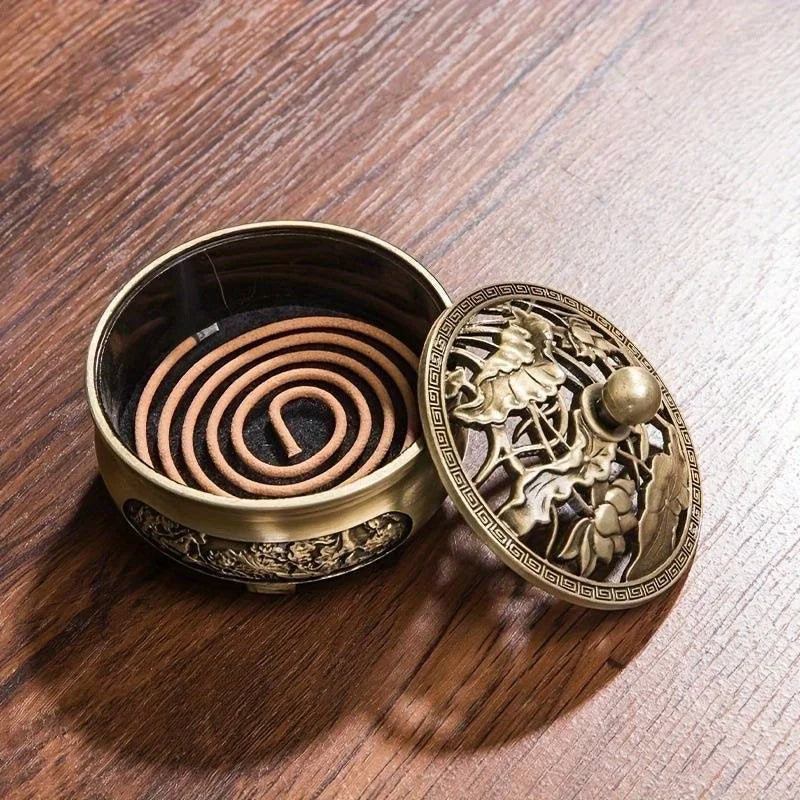 1 copper incense burner, antique alloy, Buddhist incense burner, family tea room incense burner, home decoration