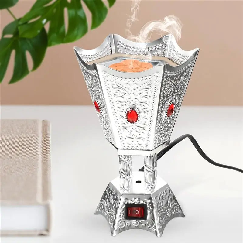 Electric Incense Burner Household Aroma Censer Decorative Bowl Reusable Metal Oud Bakhoor Charcoal Home Fragrance Product
